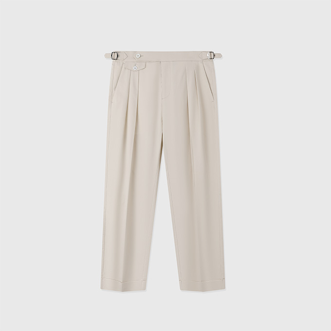 brunello cucinelli batavia cotton pleated straight leg trousers